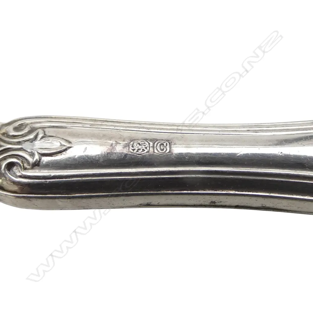 SET 6 STG SILVER HANDLE & EPNS SPOONS, SHEFFIELD 1945, (wear to EPNS), L.162mm Image 1++