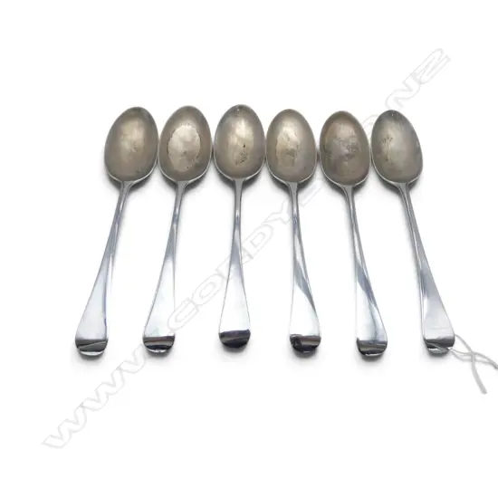 6 STG SILVER TABLE SPOONS, LONDON 1901, 419gms