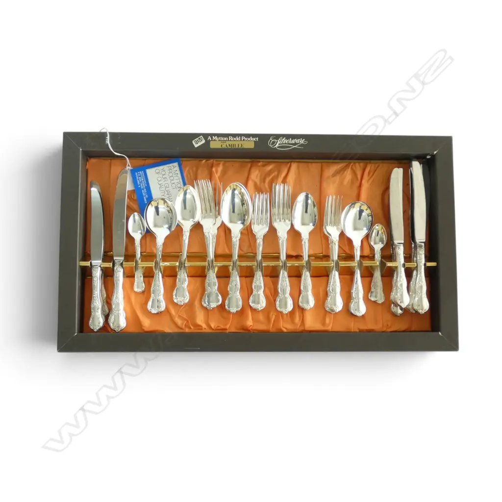 RODD CAMILLE 45PC CUTLERY SET, SILVERPLATED, COMPLETE UNUSED IN BOX Image 1++