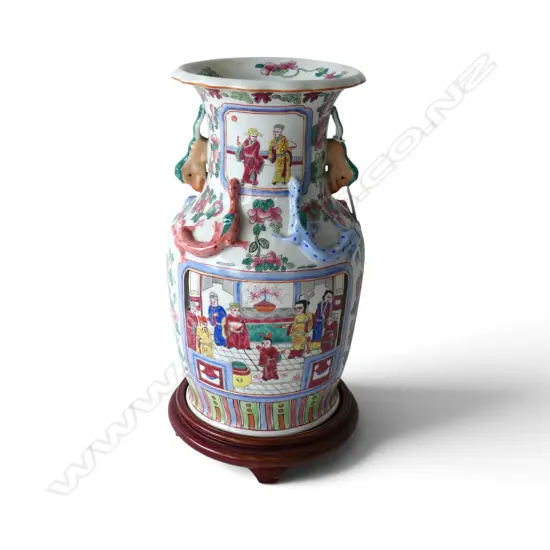 ORIENTAL VASE ON STAND (HOLE DRILLED IN BASE) H.395mm