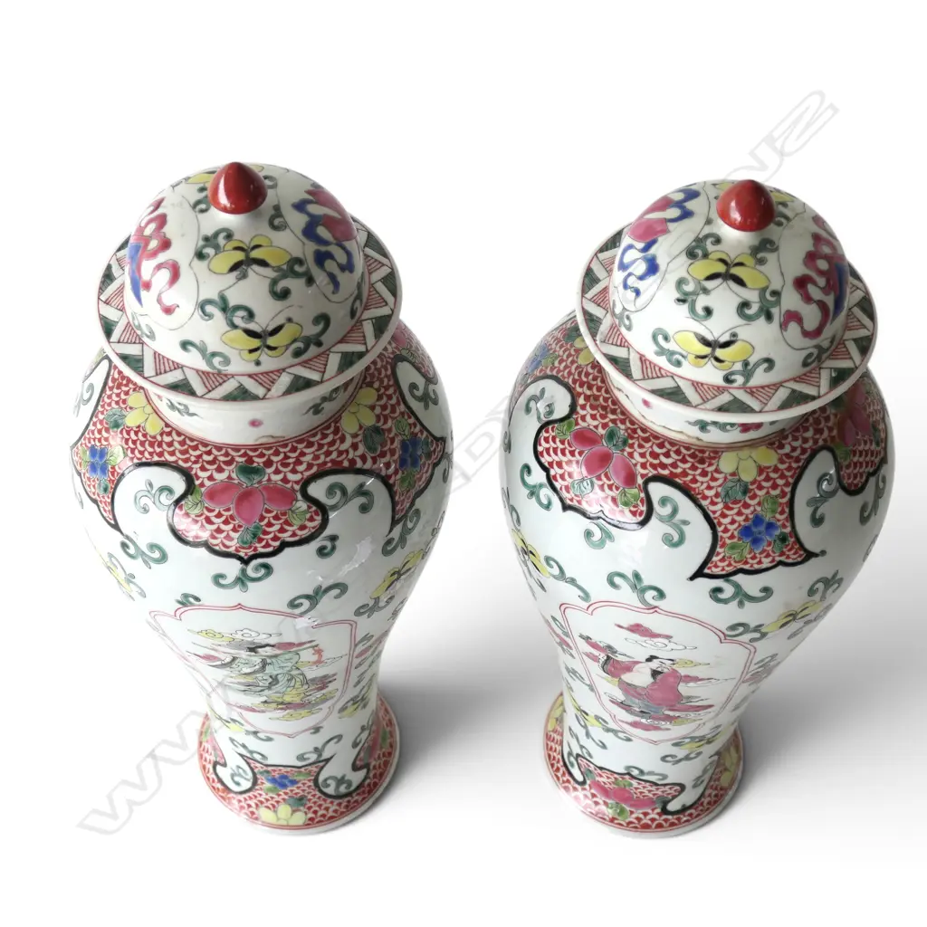 PR ORIENTAL LIDDED VASES H.460mm Image 1++