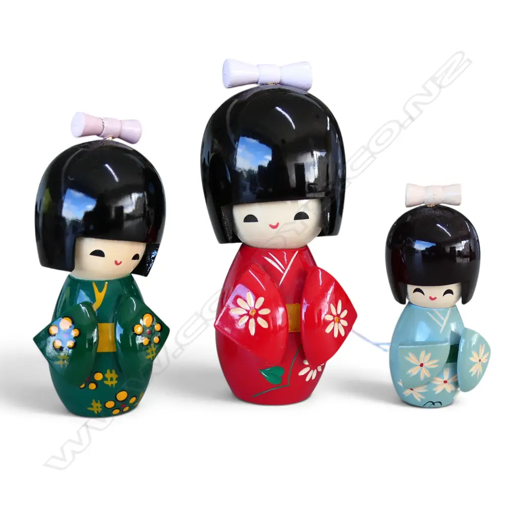 3 JAPANESE KOKESHI DOLLS H.140mm Image 1++