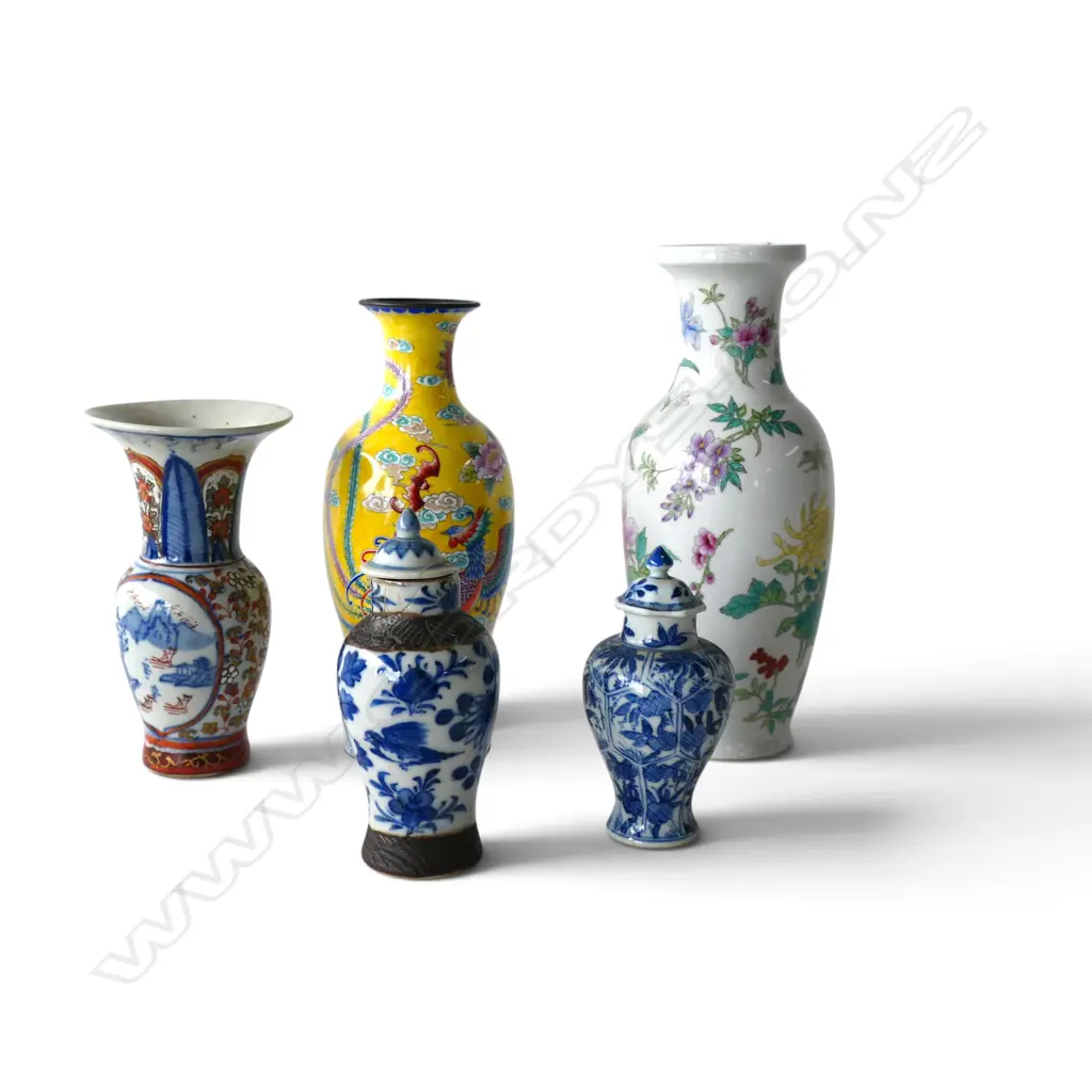 5 ORIENTAL VASES H.260mm FAULTS Image 1++