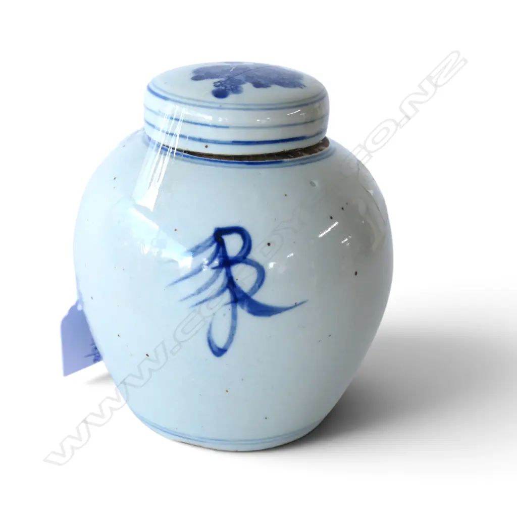 ORIENTAL B/W LIDDED GINGER JAR H.155mm Image 1++