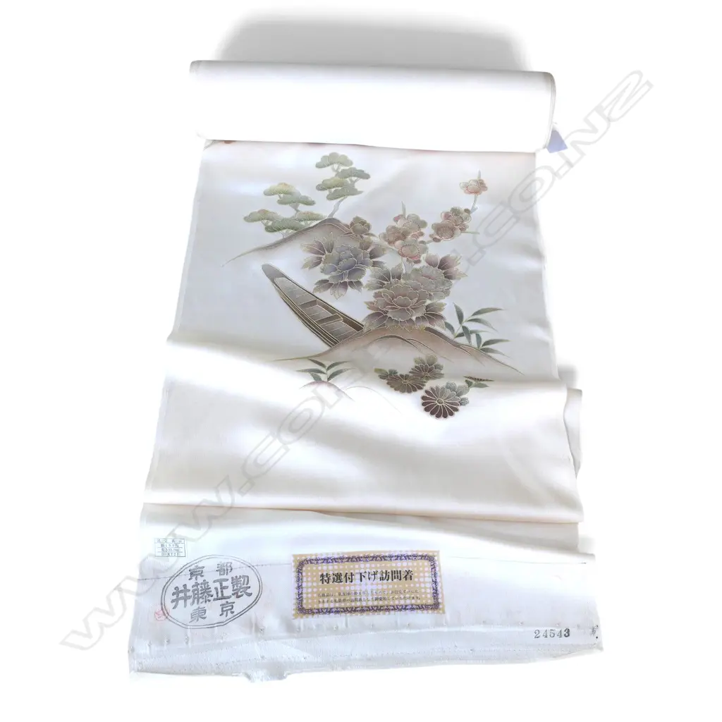 Unused 1980's NISHIJIN TEXTILE (Kyoto) JAPANESE SILK ROLL. L.12m. W.360mm. New old stock Image 1++