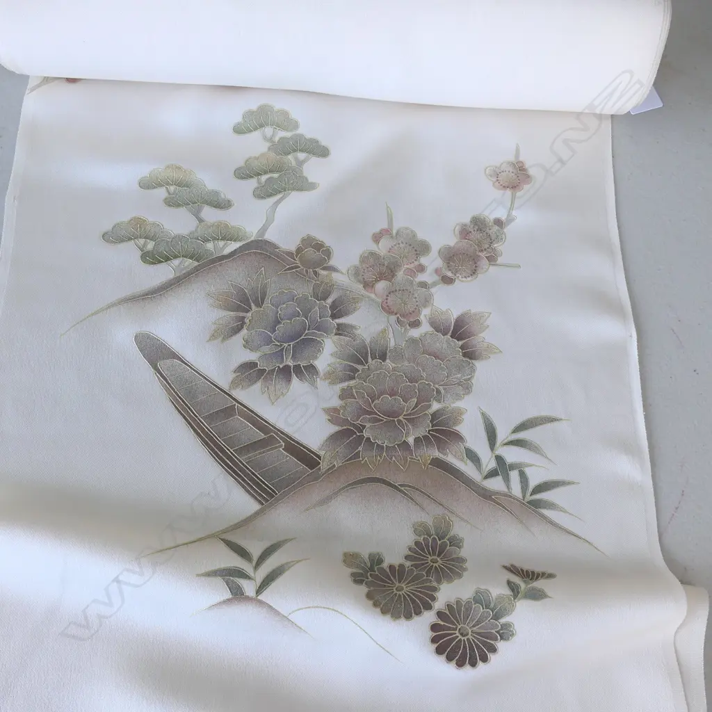 Unused 1980's NISHIJIN TEXTILE (Kyoto) JAPANESE SILK ROLL. L.12m. W.360mm. New old stock Image 1++