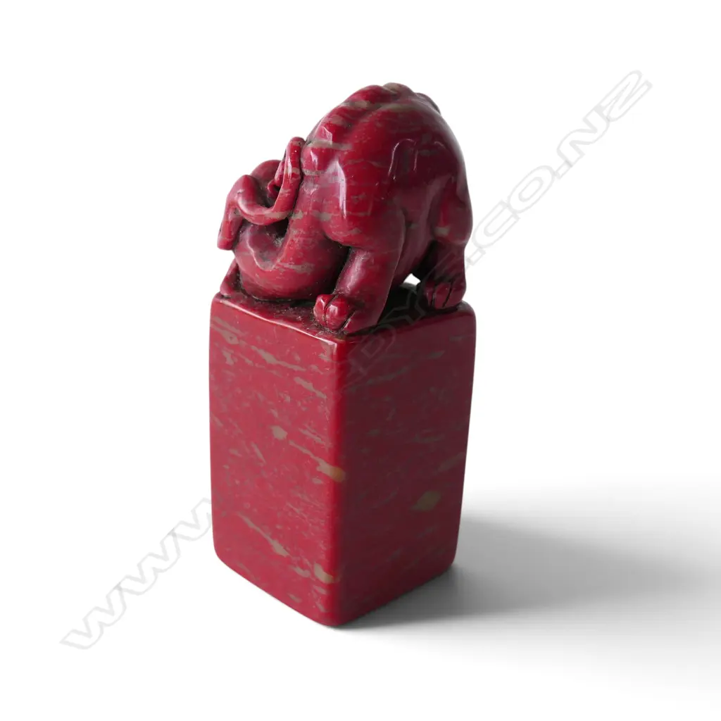 ORIENTAL CARVED SOAPSTONE CHOP SEAL H.145mm Image 1++