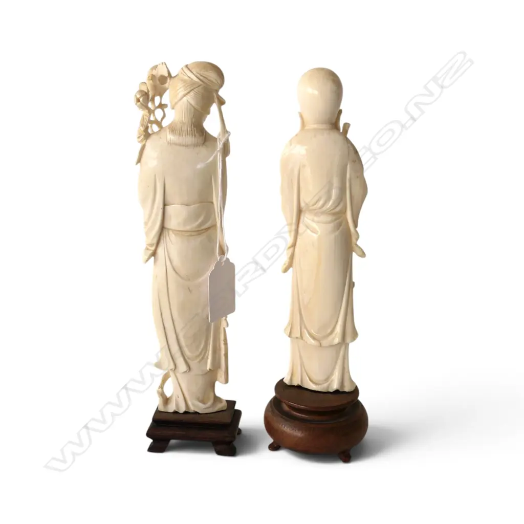 2 ORIENTAL IVORY FIGURES H.225mm Image 1++