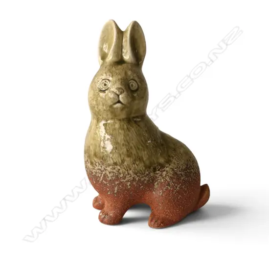 MID CENTURY JAPANESE SALT GLAZED CERAMIC RABBIT, H.250mm