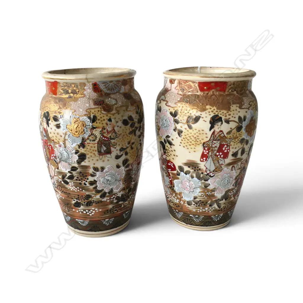 PR VINTAGE SATSUMA VASES H220MM 1 RESTORED Image 1++