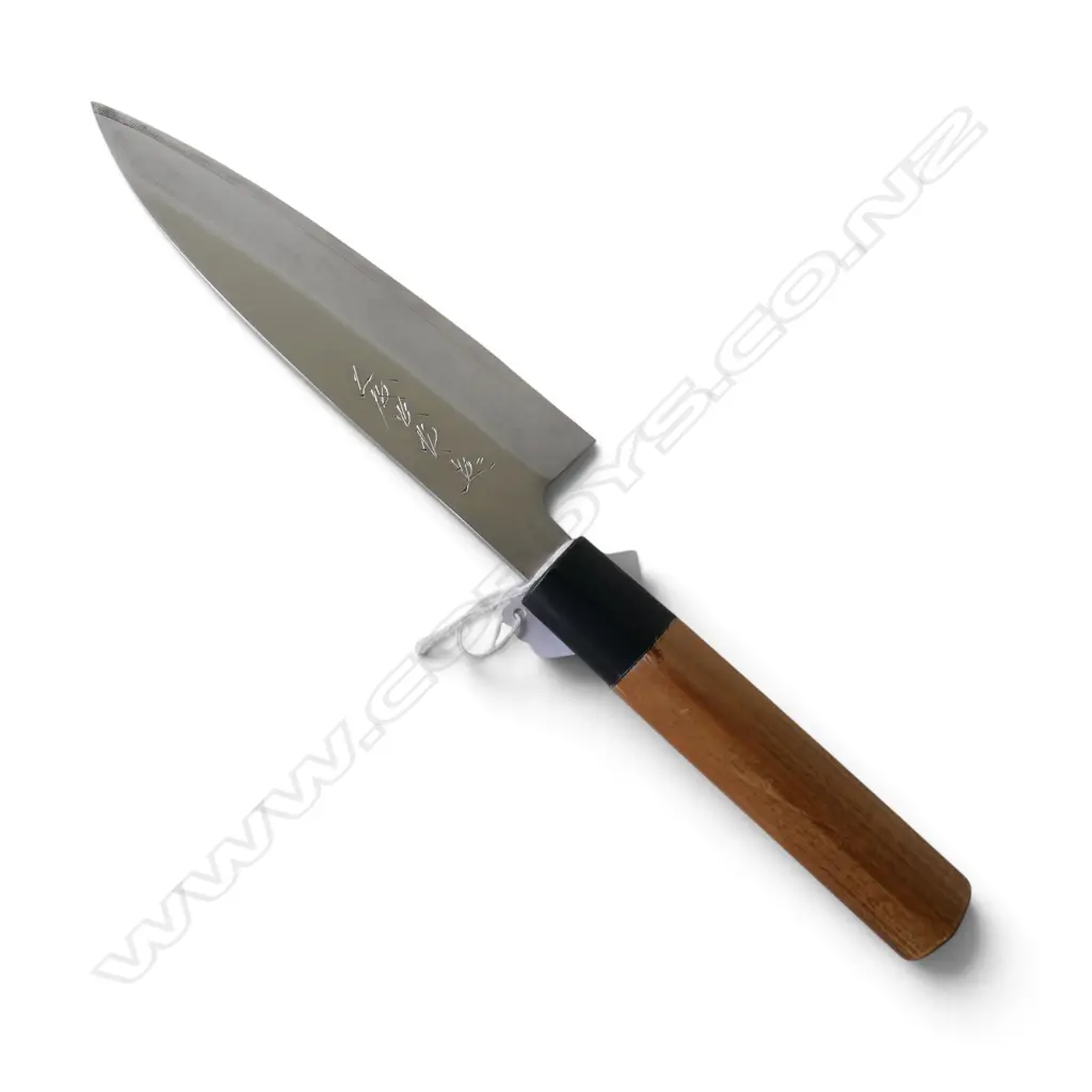 TOJIRO ZEN JAPANESE KITCHEN KNIFE, STAINLESS STEEL, MAGNOLIA WOOD HANDLE, signed to blade Image 1++