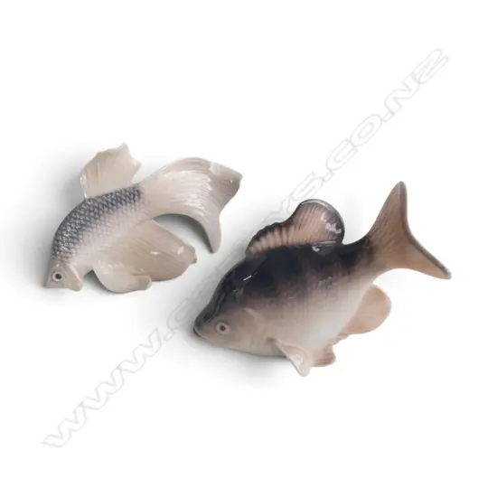 2 ROYAL COPENHAGEN FISH FIGURINES, H.65x10, 60x80mm