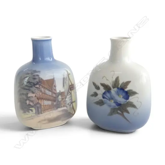 2 ROYAL COPENHAGEN FLASK SHAPED VASES, H.145mm