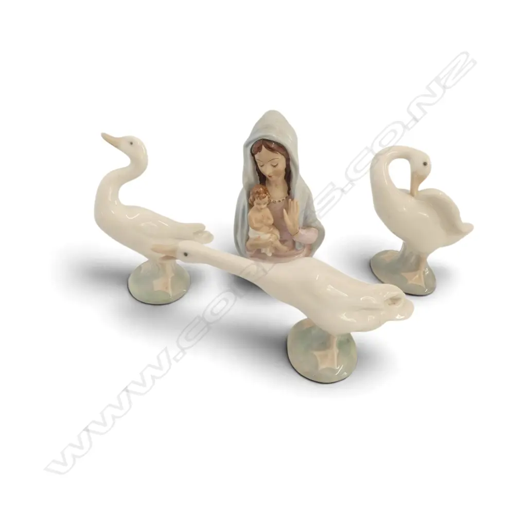 3 LLADRO GEESE H100MM &DRESDON MOTHER & CHILD H110 Image 1++