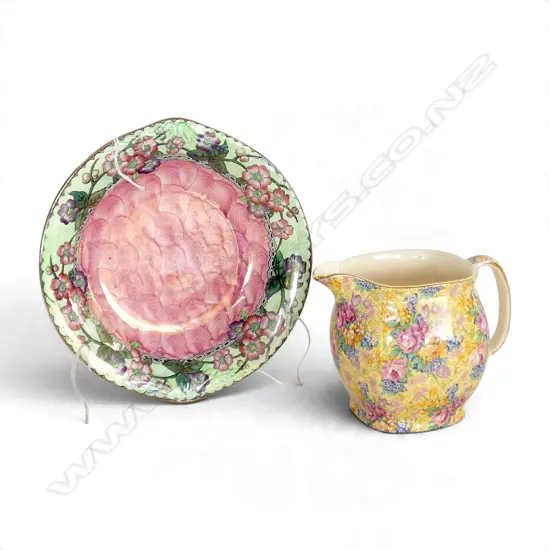 AOR ROYAL WINTON JUG H100MM & MALING LUSTRE DISH  DIA200MM