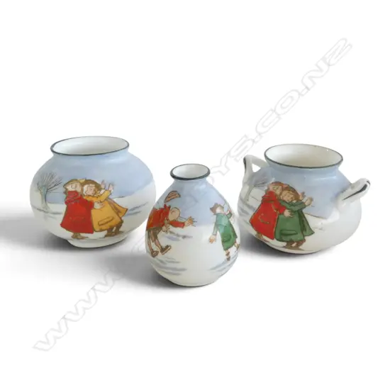 3 ROYAL DOULTON SKATER MINIATURES, H.40mm