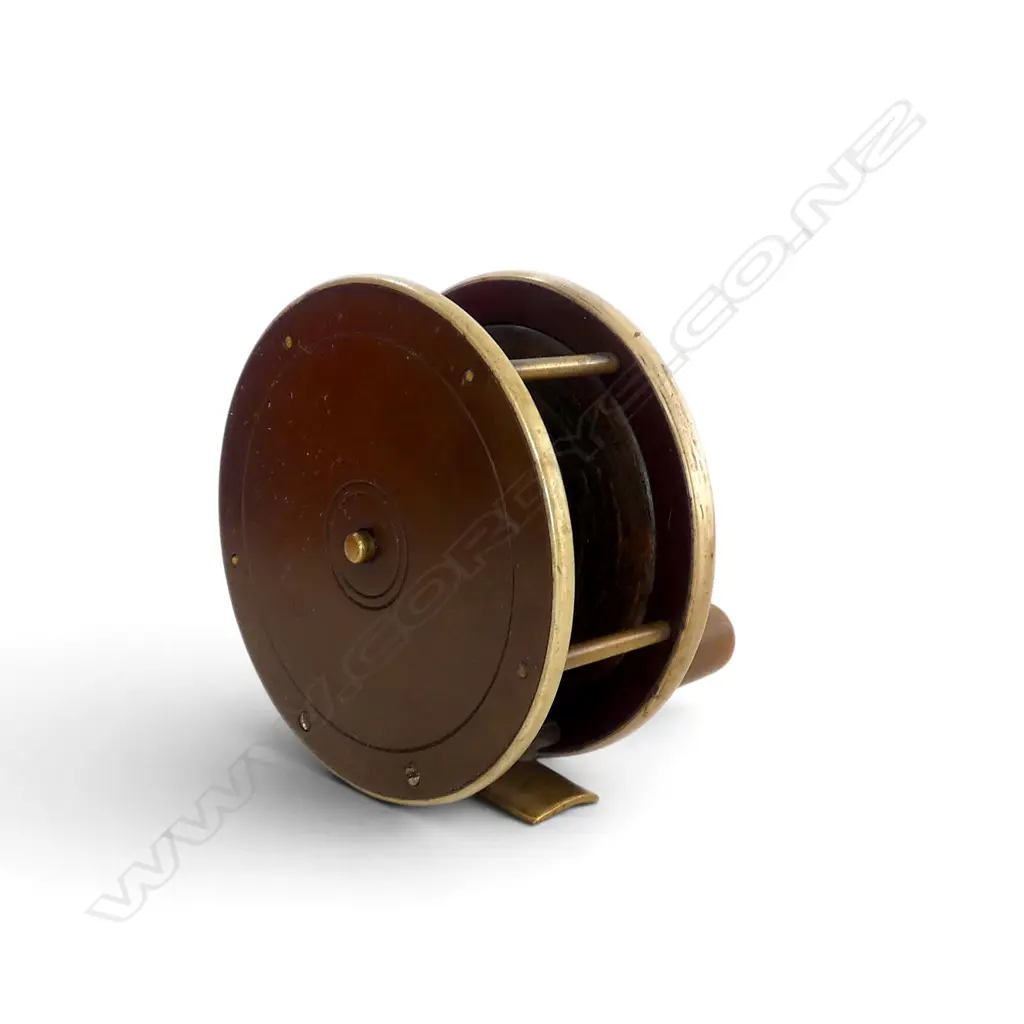 ANTIQUE BRASS SALMON REEL ALFRED READ OF BLACKBURN MAKER DIA100MM Image 1++