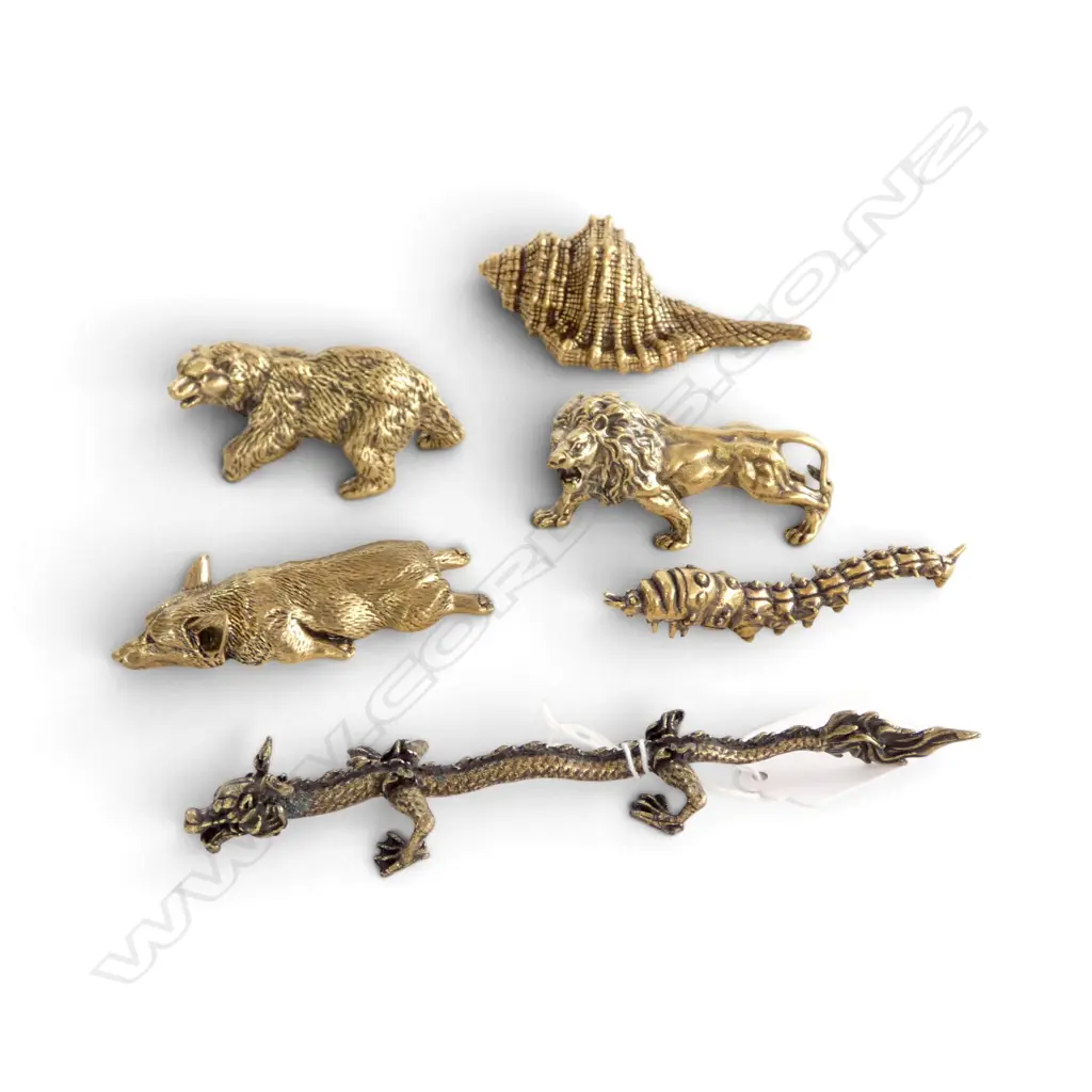 6 BRASS PCES; SHELL, LION, DRAGON L.145mm ETC Image 1++