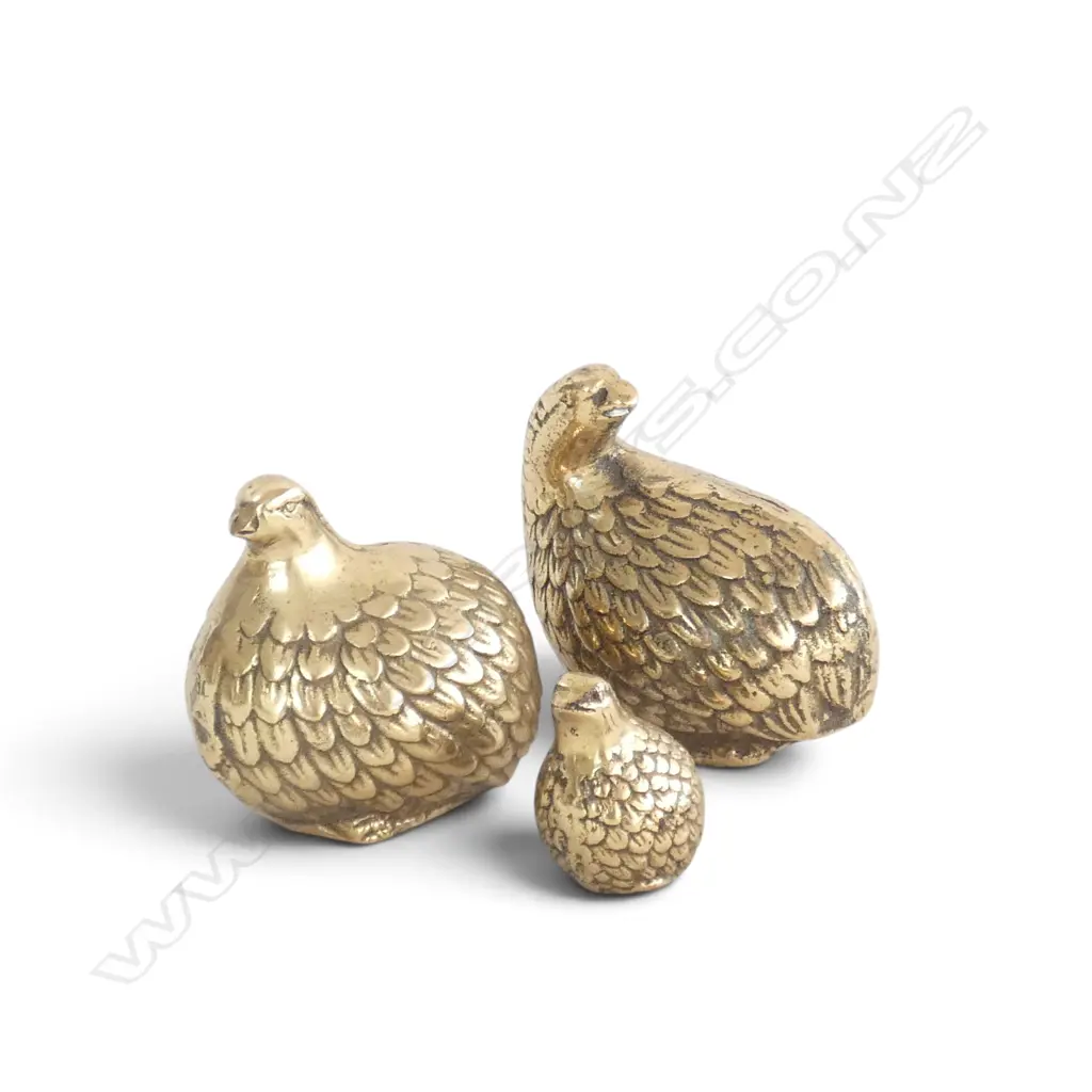3 GRADULATED BRASS BABY PHEASANTS, L.60-110mm H.55mm-110mm Image 1++