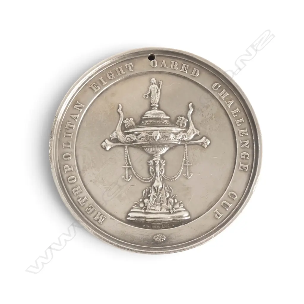 999 SILVER MEDAL, METROPOLITAN AMATEUR REGATTA / EIGHT OARED CHALLENGE CUP BY PINCHES LONDON 70mm dia 181.5gms Image 1++