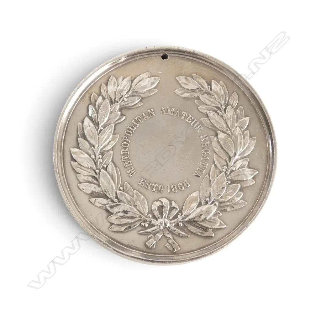 999 SILVER MEDAL, METROPOLITAN AMATEUR REGATTA / EIGHT OARED CHALLENGE CUP BY PINCHES LONDON 70mm dia 181.5gms Image 1++