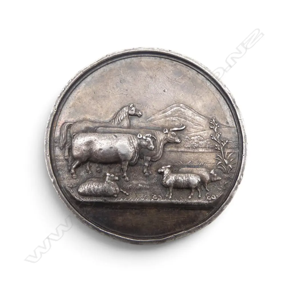 SILVER 1883 'NORTH OTAGO AGRICULTURAL & PASTORAL ASSOC. 1863 MEDAL.... Image 1++