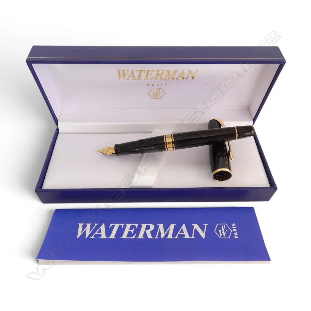 MODERN AS NEW WATERMAN Paris FOUNTAIN PEN w 18ct gold nib. In original box Image 1++