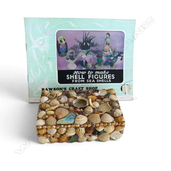 SHELL BOX WITH BOOK ON HOW TO MAKE SHELL FIGURES FROM SEA SHELLS 