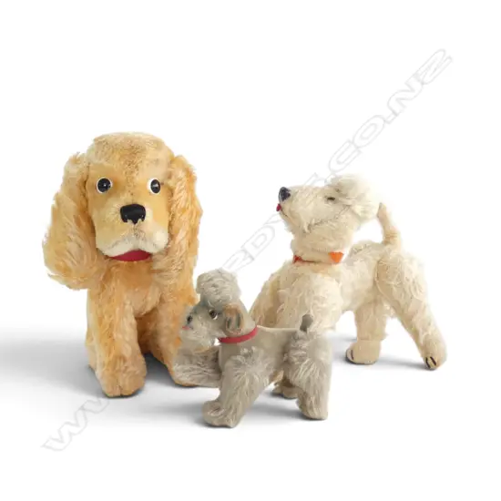 3 VINTAGE STEIFF DOG SOFT TOYS H.260mm