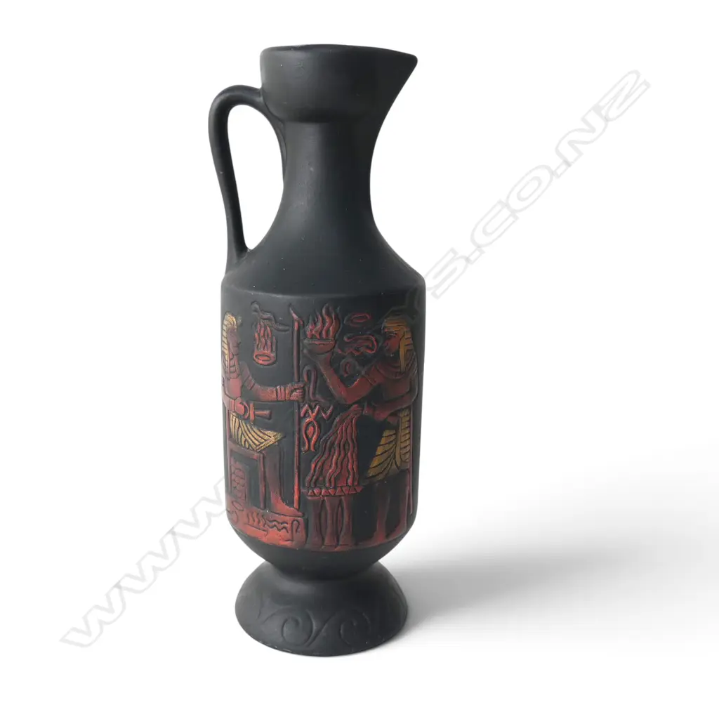 1970’S NZ AQUILA CERAMICS EGYPTIAN MOTIFS POTTERY JUG W. KORO PATTERN BASE, H.320mm  Image 1++