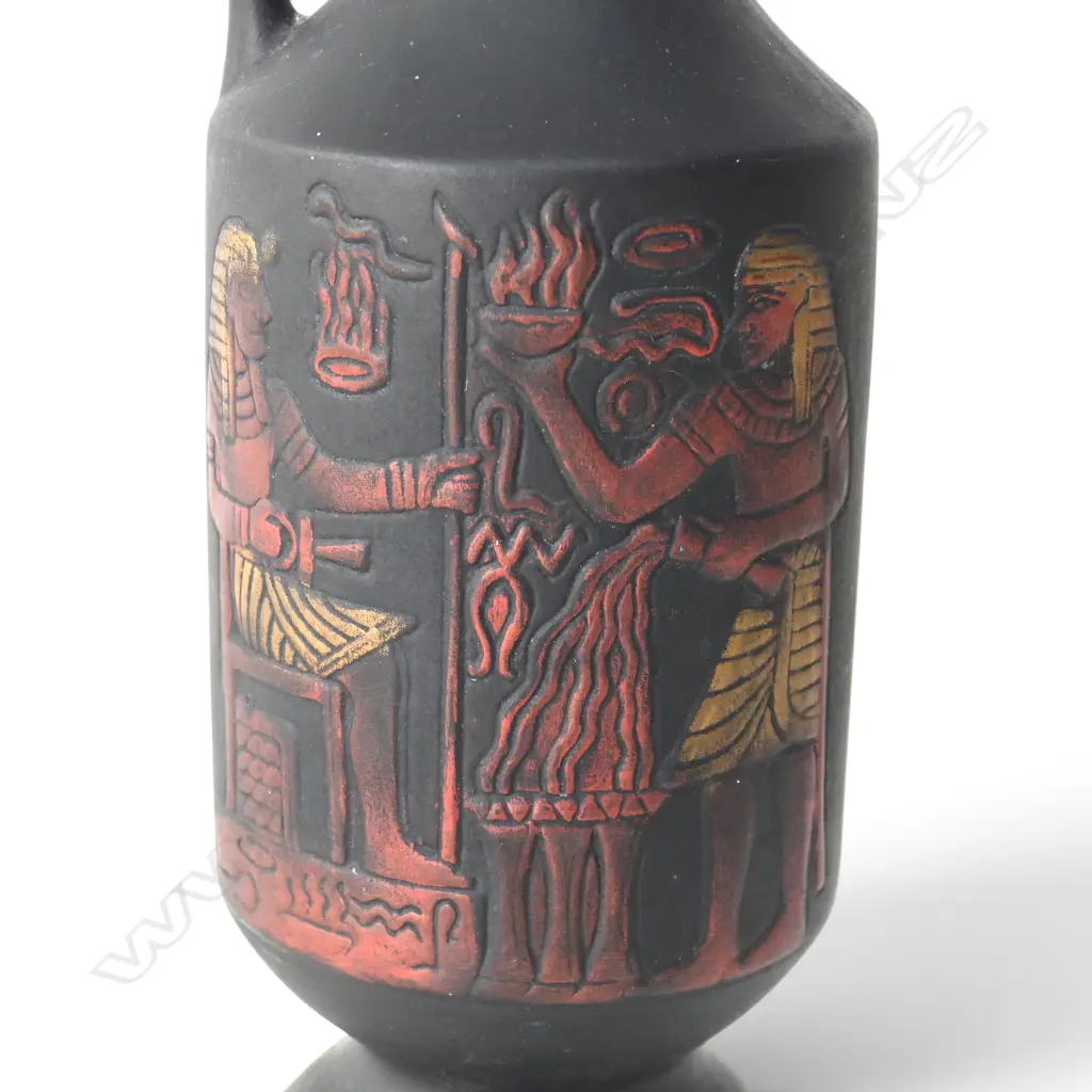 1970’S NZ AQUILA CERAMICS EGYPTIAN MOTIFS POTTERY JUG W. KORO PATTERN BASE, H.320mm  Image 1++