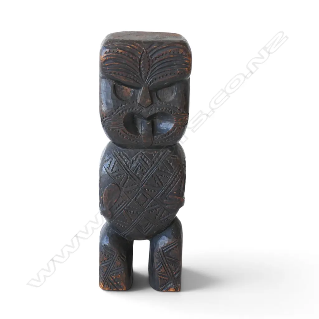 CARVED MAORI TIKI FIGURE 310MM (H) Image 1++