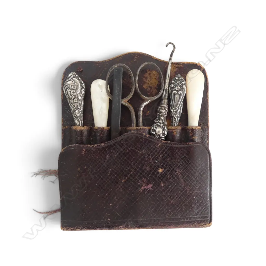 SMALL TURKISH SLIPPERS AND A SILVER ETC MANICURE SET Image 1++