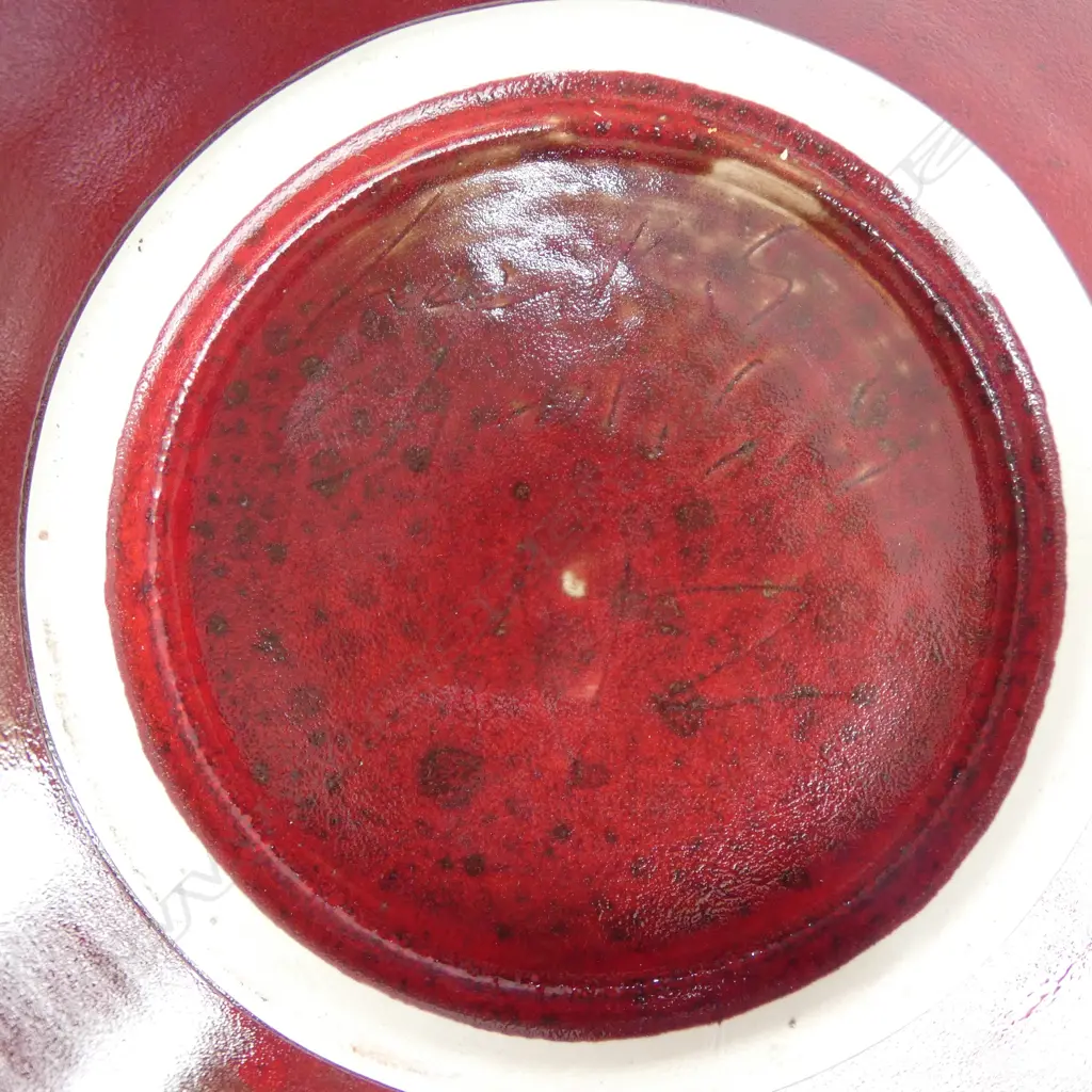 KEUM SUN LEE GLOSS RED WIDE FOOTED DISH, Dia.380mm Image 1++