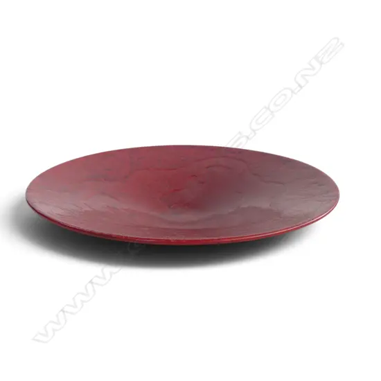 KEUM SUN LEE GLOSS RED WIDE FOOTED DISH, Dia.380mm
