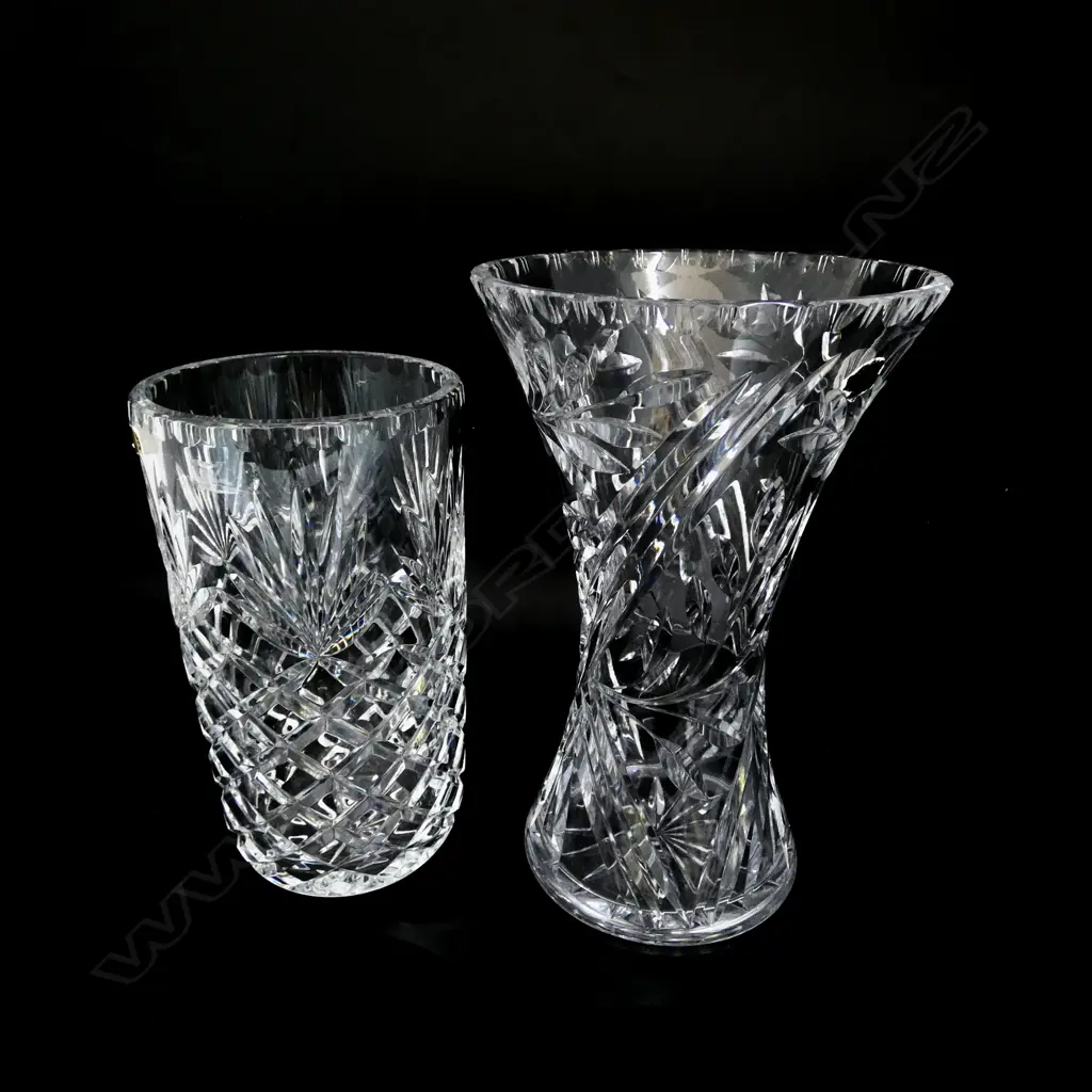 TALL GERMAN CRYSTAL VASE H265MM & POLISH CRYSTAL VASE H220MM Image 1++