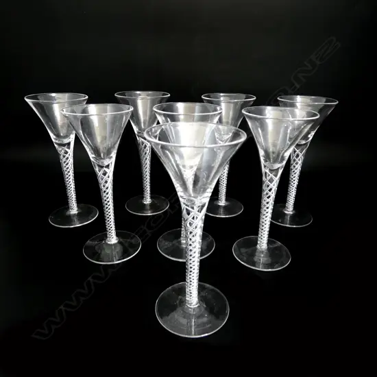 SET 8 VINTAGE CRYSTAL AIR TWIST STEM GLASSES, H.156mm Dia.66mm