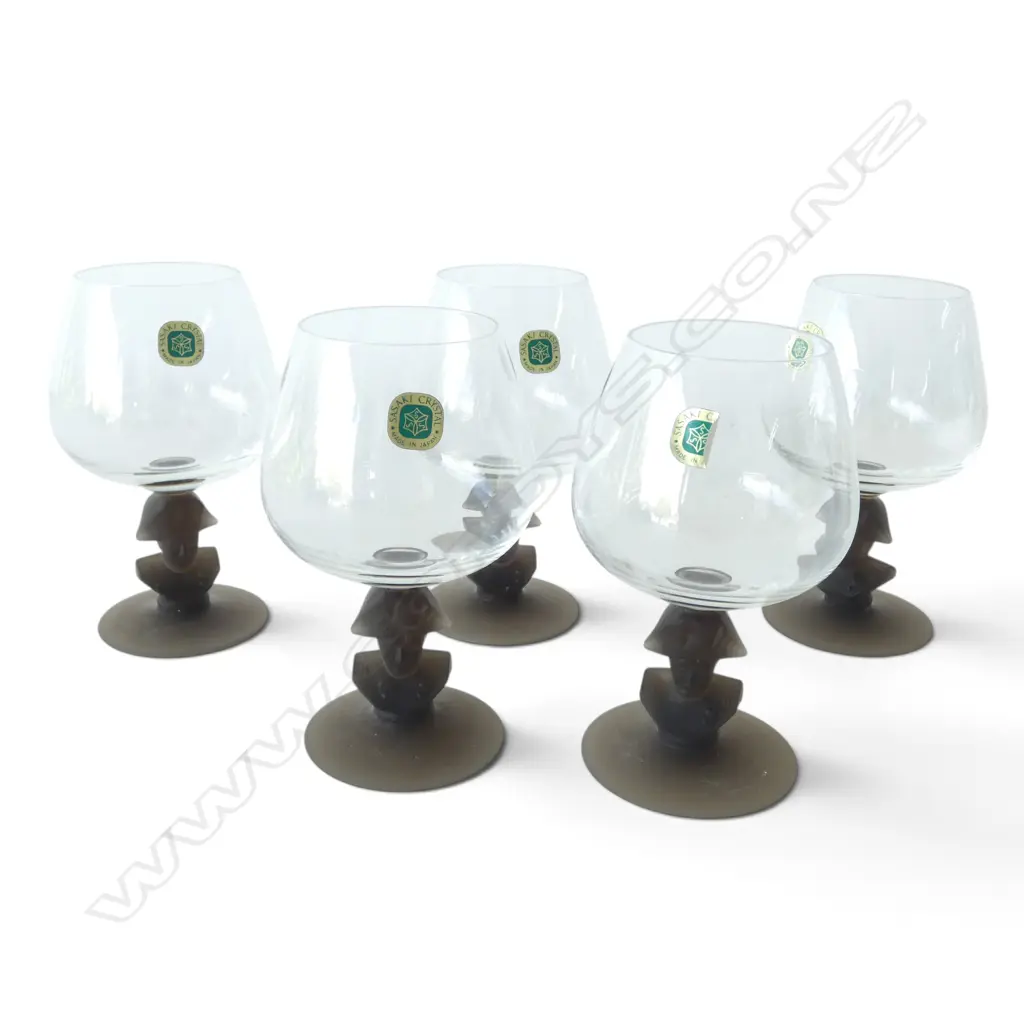 BOXED SET OF 5 SASAKI CRYSTAL NAPOLIONIC BRANDY GLASSES H150MM Image 1++
