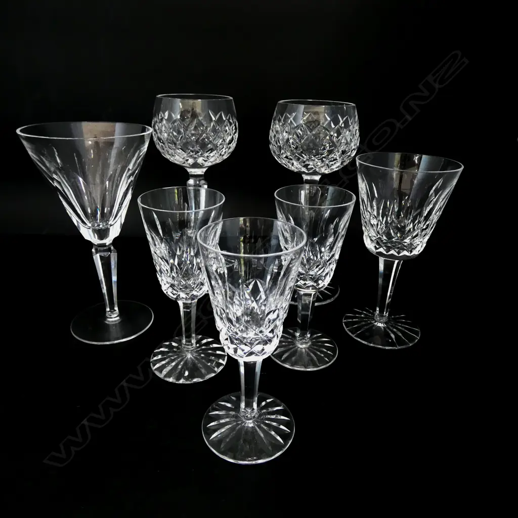 7 ASST. WATERFORD CUT CRYSTAL GLASSES H.185mm Image 1++