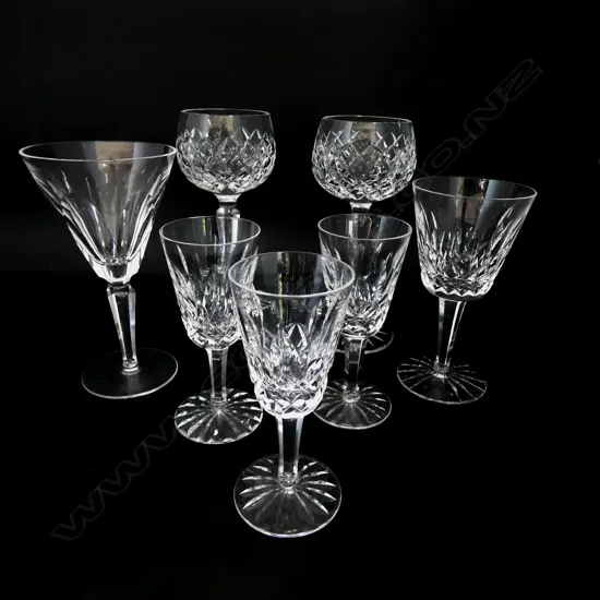 7 ASST. WATERFORD CUT CRYSTAL GLASSES H.185mm