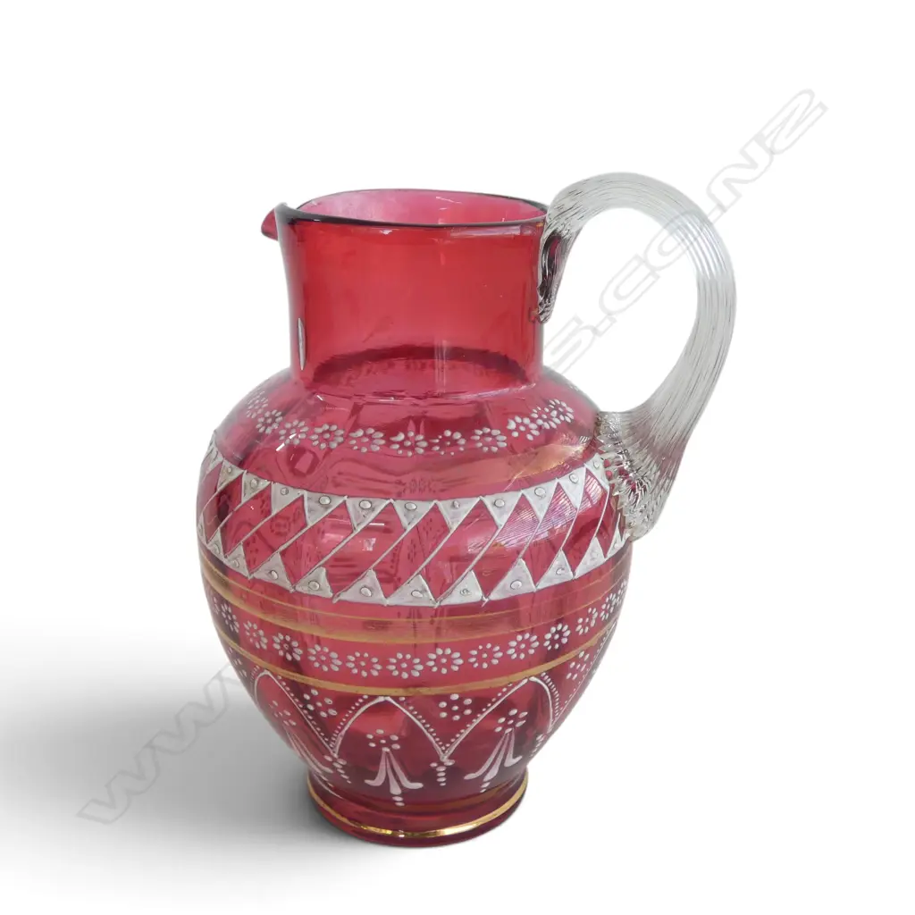 VINTAGE CRANBERRY GLASS JUG H.145mm Image 1++