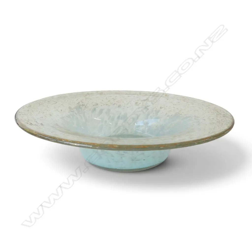 SCOTTISH MONART AVENTURINE GLASS BOWL w. original post-war label UB VI+ Dia.265mm Image 1++