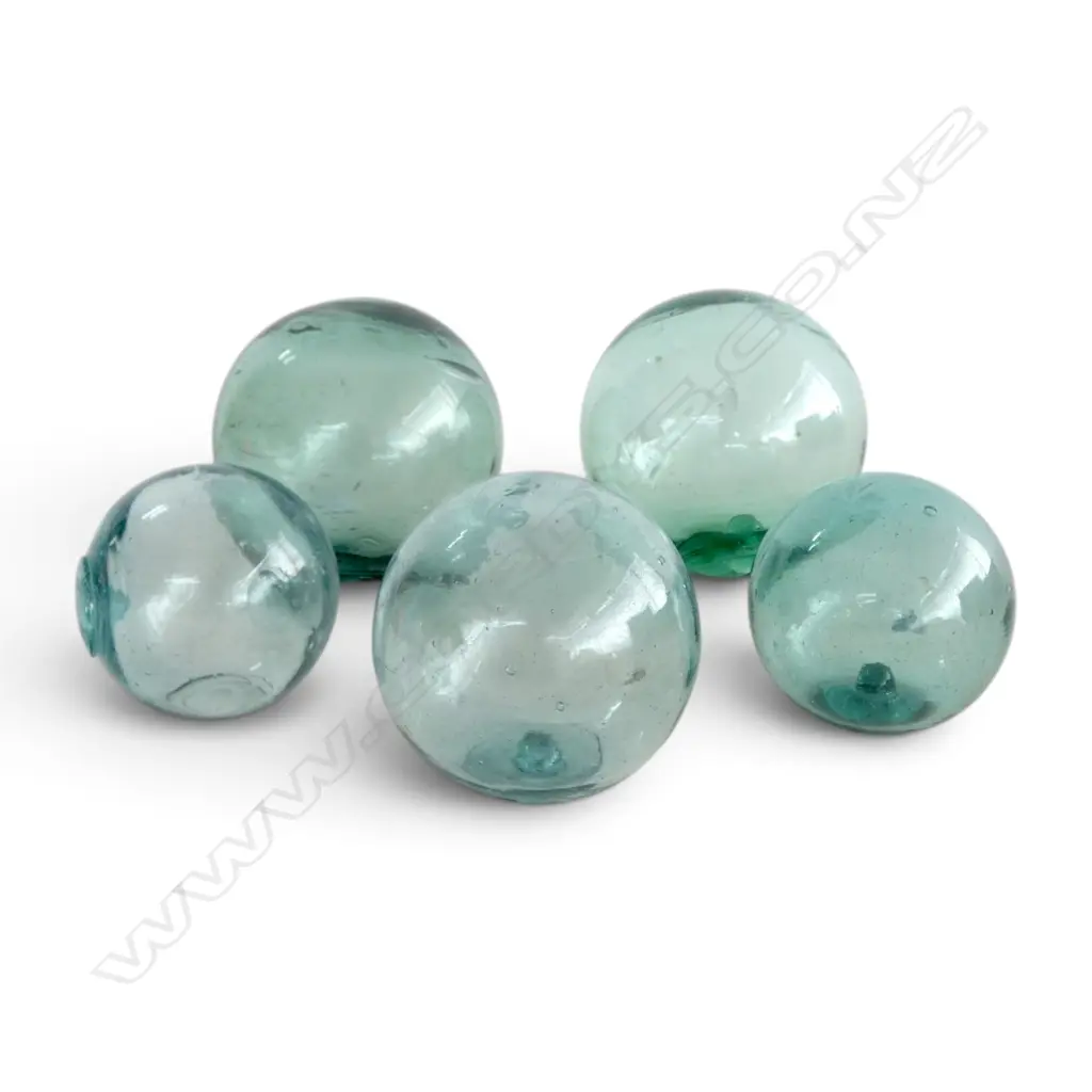 5 ASST. JAPANESE GLASS FLOATS W.110mm APPROX. Image 1++