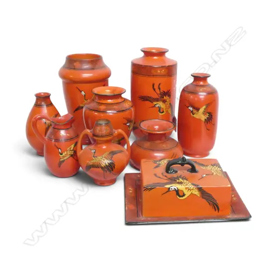 9PC COLLECTION SHELLEY ORANGE STORK PAT CHINA