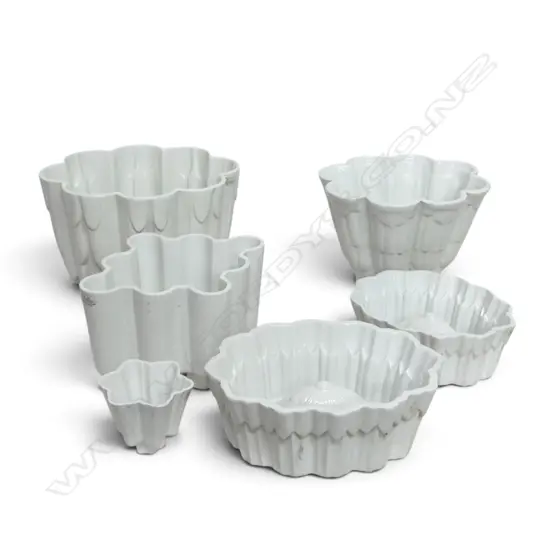 COLLECTION OF 6 SHELLEY CHINA JELLY MOULDS