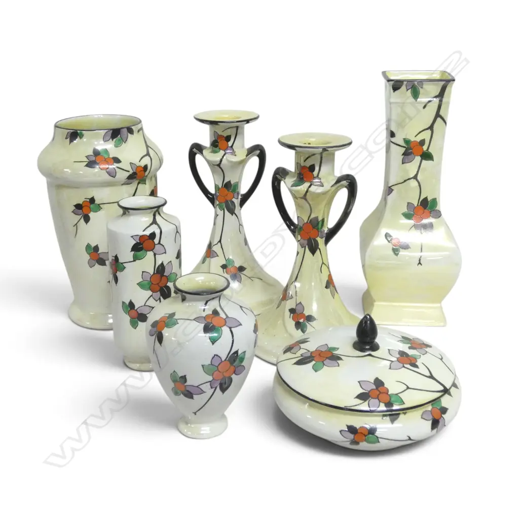 7PC COLLECTION SHELLEY CHINA LUSTER FRUIT PAT Image 1++