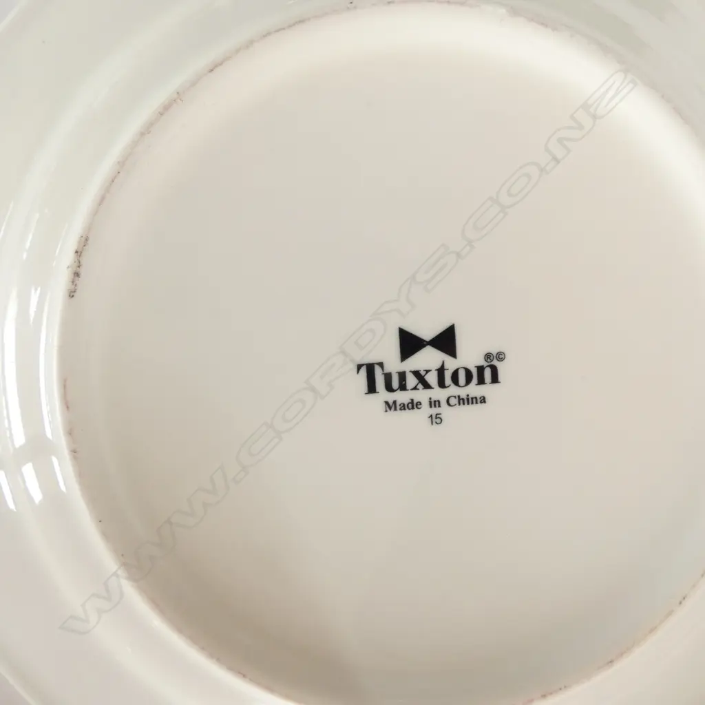 WHITE TUXTON 'H' DINNER CHINA; 12 DINNER PLATES, 12 SIDE PLATES Dia.285mm Image 1++