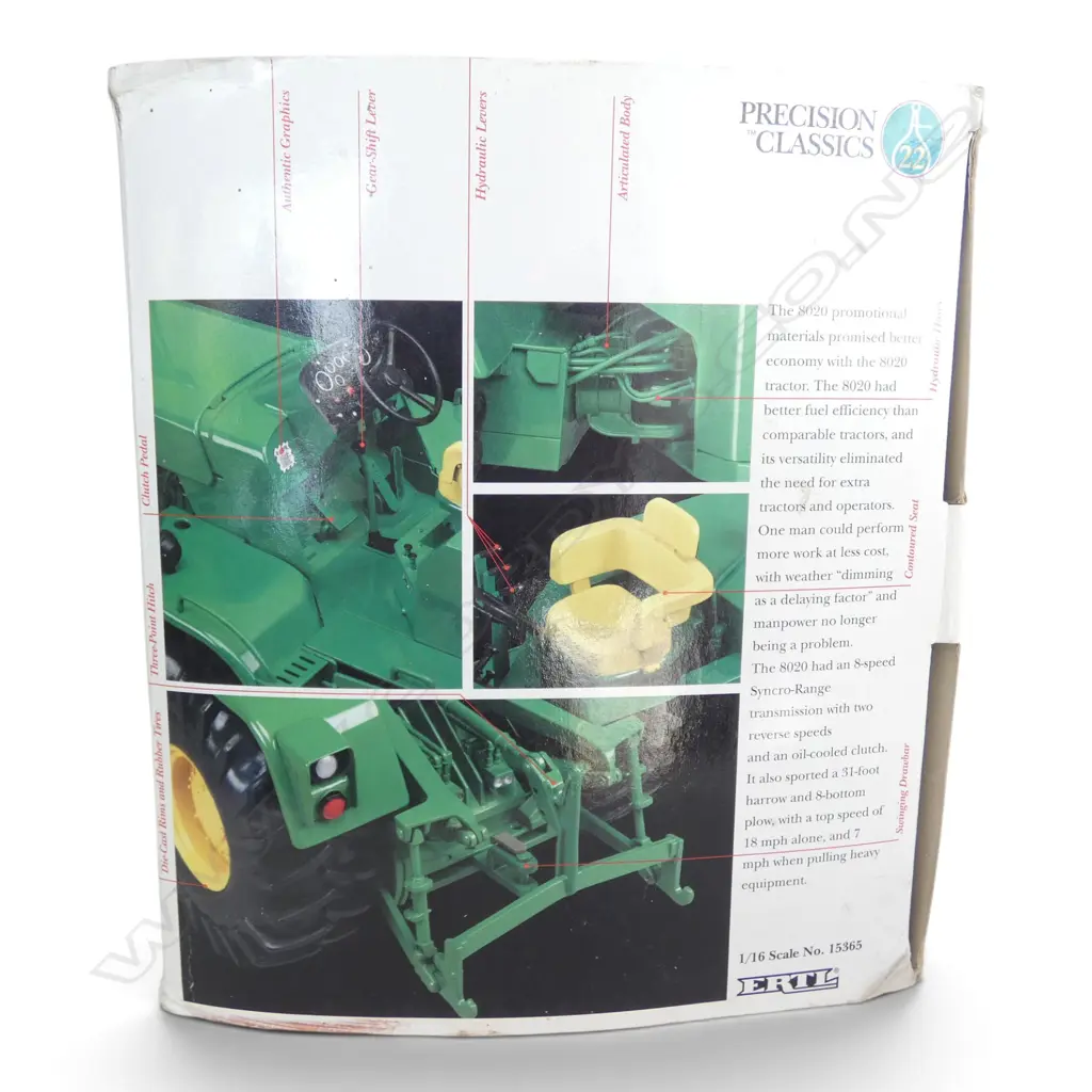 BOXED PRECISION CLASSICS MODEL JOHN DEERE 8020 TRACTOR, DIE CAST REPLICA w MOVING PARTS, approx 380x200x130mm Image 1++