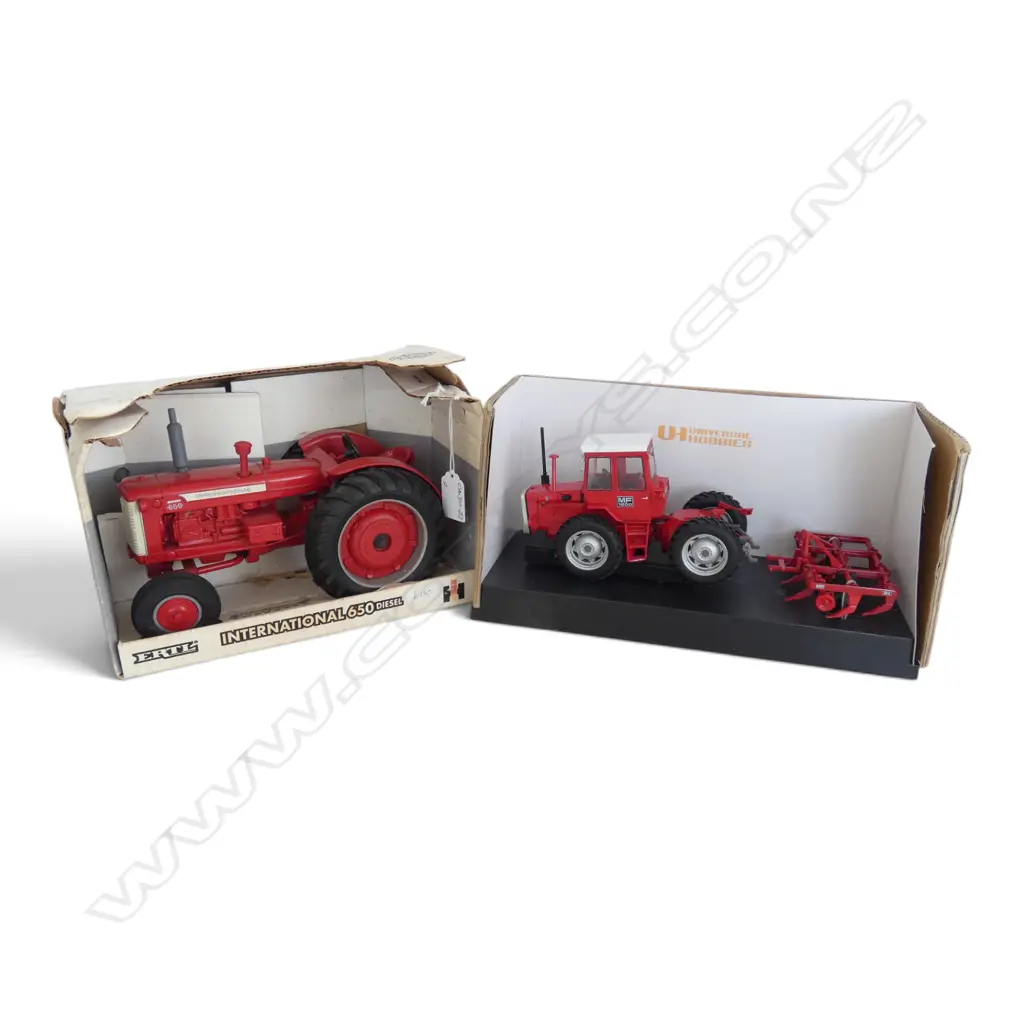 2 BOXED MODEL TRACTORS, INTERNATIONAL 650 DIESEL 1:16 SCALE & MF1200, SCALE 1:32 Image 1++