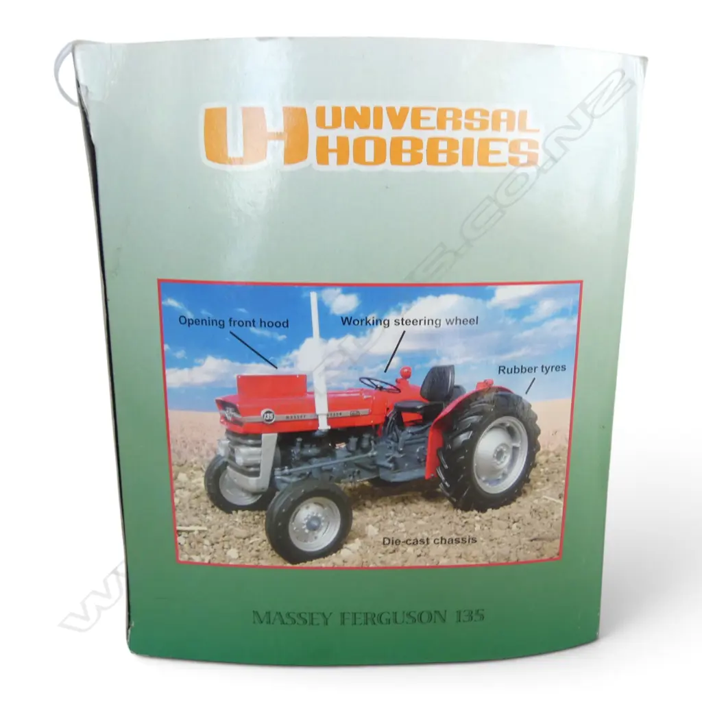 2 BOXED MODEL TRACTORS; FORDSON E27N ROADLESS & MASSEY FERGUSSON 135, 1:16 SCALE Image 1++